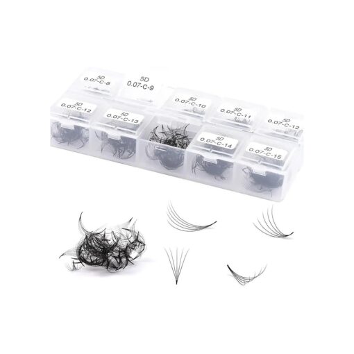 Obeyalash 1000 Promade Fans 5D 0.07mm Premade Fans Eyelash Extensions Handmade Loose Fans Lash Extensions C Curl 8-15mm Mixed Length Easy Application Promades Eyelash Fans ( 5D 0.07 C 8-15mm mix )