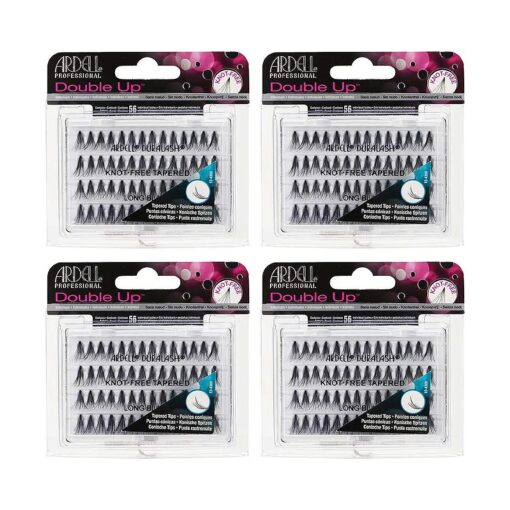 Ardell False Eyelashes Double Up Soft Touch Knot-Free Long Black 4 Pack