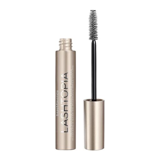 bareMinerals Lashtopia Mega Volume Mineral-Based Black Mascara, Volumizes Eyelashes, Nourishing + Conditioning, Smudge + Clump-Resistant, Vegan