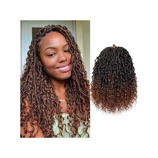 Goddess Locs Crochet Hair 12Inch 6Packs Curly Faux Locs Crochet Hair River Locs Goddess Wavy Crochet With Short Curly Hair Bohemian Hippie Locs Crochet Braids Synthetic Hair Extension For Black Women