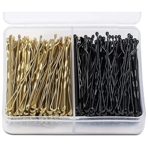 120 PCS 2 Inches Bobby Pins Non Slip Hair Pins Black & Blonde for Women Hair Accessories with Storage Box