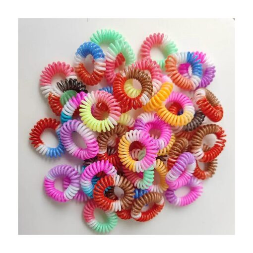 50 Pcs Small Spiral Hair Ties for Women Coil Hair Ties for Girls Plastic Hair Ties Clear Hair Ties No Damage Baby Hair Ties for Thick Hair Elastic Hair Ties