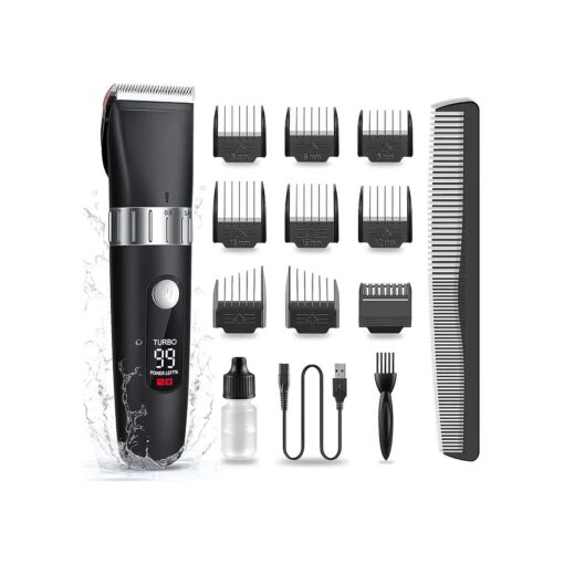 Hair Clippers for Men Professional, Cordless Beard Trimmer Mens Cutting Kit Barbers Haircut Electric Grooming Machine - USB Rechargeable & Waterproof with LED Display