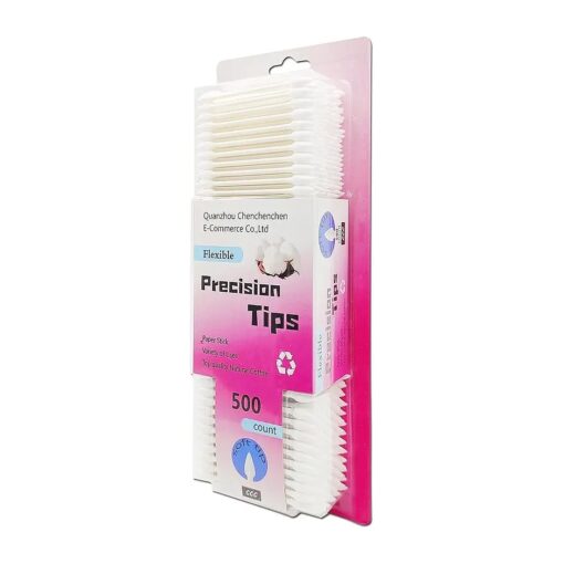 500 Pieces Precision Tips, Double Pointed Cotton Swabs with Paper Stick for Makeup & Cleaning