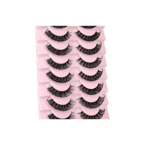 Newcally Lashes Nautral Look False Eyelashes Russian Strip Lashes Mink Wispy Fluffy Lashes Pack D Curl Thick Full Volume Cat Eye Lashes Look Like Extensions 10 Pairs