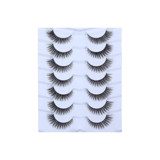 Clear Band Cat Eye Eyelashes Wispy 7 Pairs 12mm 3D False Lashes Natural Look Short Fluffy Eyelash CC64