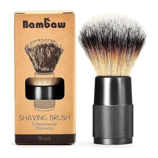 Synthetic Shaving Brush Black | Best Ingrown Hair Treatment | Wet Shaving Brush Shave Brush| Shaving Brush Metal Handle | Your Razor Bump Treatment | Bambaw