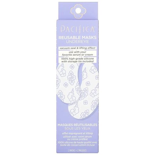 Pacifica Beauty | Reusable Undereye Mask | 100 % Silicone | Vacuum Seal & Lifting Effect | Minimize Fine Lines + Wrinkles | Pair with Serum | Storage Tin Included | Vegan + Cruelty Free