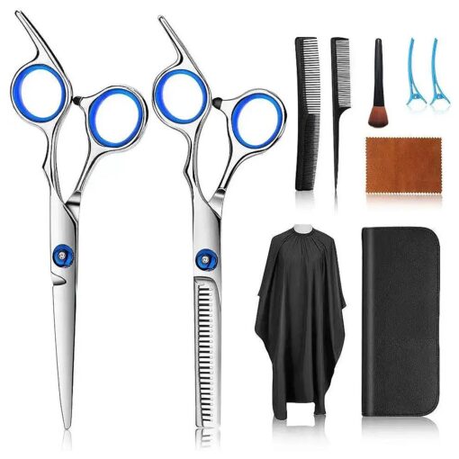 Hair Cutting Scissors Kits, 10 Pcs Stainless Steel Hairdressing Shears Set Professional Thinning Scissors For Barber/Salon/Home/Men/Women/Kids/Adults Shear Sets