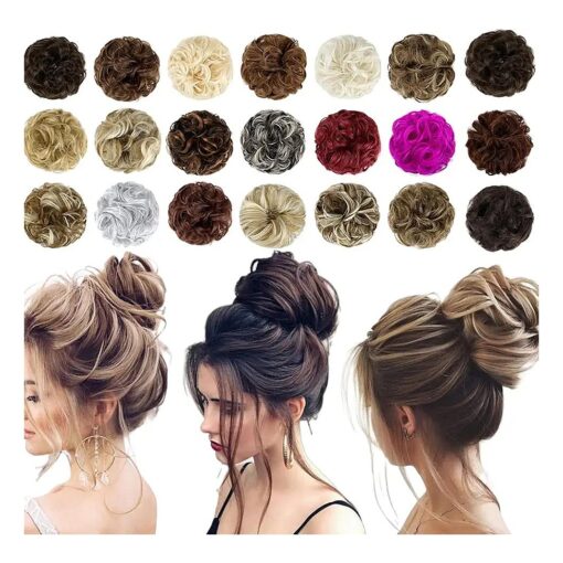 Qunlinta Messy Bun Hair Piece Hair Bun Thick Updo Scrunchies Hair Extensions Ponytail Hair Pieces for Women Girls Ash Blonde Mix Bleach Blonde