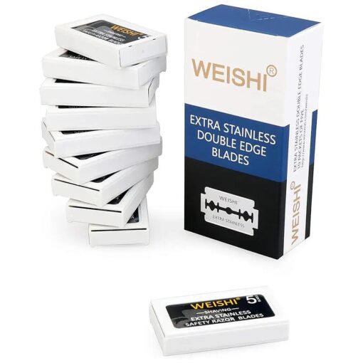 WEISHI 50 Count Double Edge Safety Razor Extra Stainless Blades