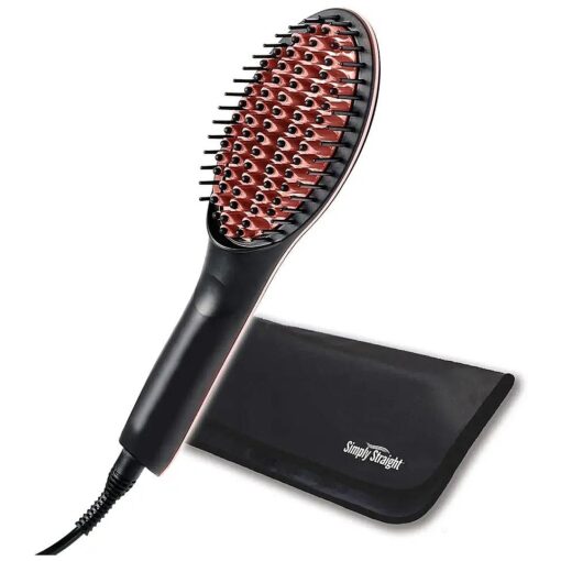 Ontel Simply Straight - Ceramic Straightening Brush | Ultra Fast Heat Up, Compact, Portable, Argan Oil Infused 3D Ceramic Bristles