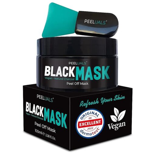 Blackhead Remover Mask Peel-Off Mask - Deep Cleansing - XXL JAR 100ml Highly Dosed Activated Charcoal Black Mask + Soft-Touch Brush For Women & Men Skincare - Vegan