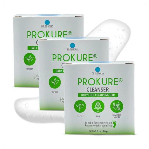 Dr. Robaina PROKURE Cleanser - Daily Foot and Hand Cleansing Bar - Nail Fungus, Athlete 's Foot Relief - 3 oz ( 90g ) ( Pack of 2 )