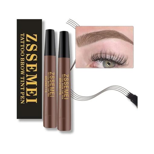 Waterproof Eyebrow Pen - Microblading Tattoo Brow Pencil, 24 Hours Long Lasting, Creates Natural Looking ( Brunette - 2 PCS )