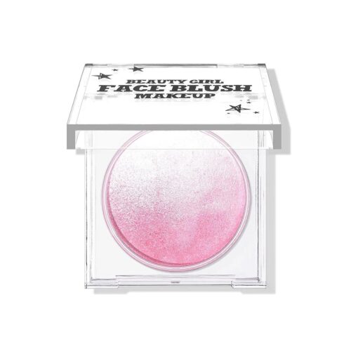 KYDA Pink Blush Powder, Pink Face Highlighter Baked Blush, Shimmer Blush for Natural Glowing Finish, Lasting Lightweight Buildable Easy To Blend-Pink