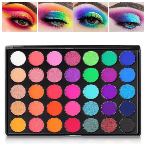 DE'LANCI Rainbow Eyeshadow Palette, Professional 35 Bright Colors Matte Shimmer Eyeshadow Makeup Pallete - Long lasting and Highly Pigment Silky Powder Eye Shadow Make up Kit, Cruelty- Free # 35E