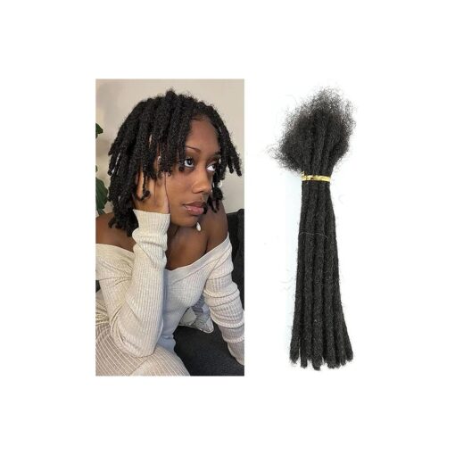 6-18 Inch Dreadlock Extensions Human Hair Fully Handmade Human Hair Dreadlock Extensions for Man/Women Locs Extensions Human Hair Can Be Dyed Bleached Curled ... ( 6Inch-10Strands, 0.6CM Width-1B )