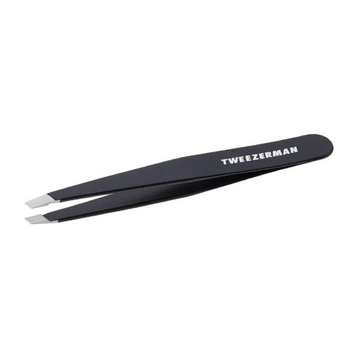 Tweezerman Stainless Steel Slant Tweezer - Eyebrow Tweezers for Women and Men ( Black )