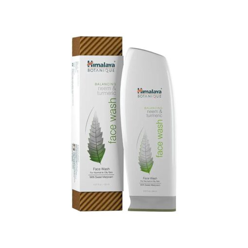 Himalaya Botanique Balancing Neem & Turmeric Face Wash, Normal to Oily Skin, for Occasional Acne, Dermatologically Tested, Vegan, Cruelty Free, Paraben Free, SLS Free, 5.07 Fl Oz, 150 ml