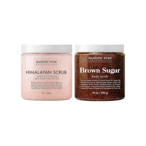 Himalayan Body Scrub and Brown Sugar Scrub Bundle - Exfoliating Salt Scrub and Moisturizing Scrub Combo