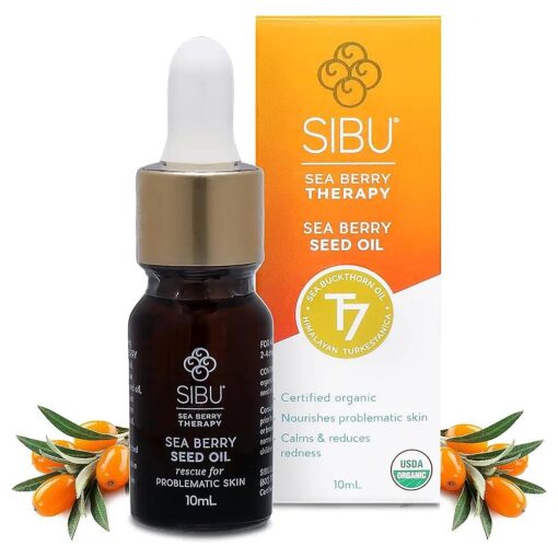 Sibu Premium Himalayan Sea Buckthorn Seed Oil, USDA Organic ( 10ml ) - Amazing for Sensitive Skin, Breakouts, & Irritation