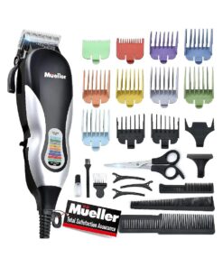 Mueller Ultragroom Hair Clipper and Trimmer, Pro Colored Haircutting Kit, for Men and Women, 12 Guide Combs, All-in-One Trimmer for Hair Beards Head Body Face