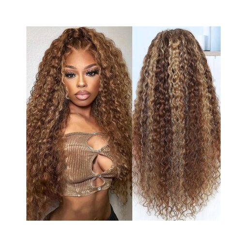 Honey Blonde HD Lace Front Wig Human Hair 200 Density Water Wave Ombre 4/27 Highlight 13x5 Full Lace Front Wigs Human Hair Pre Plucked 26 inch