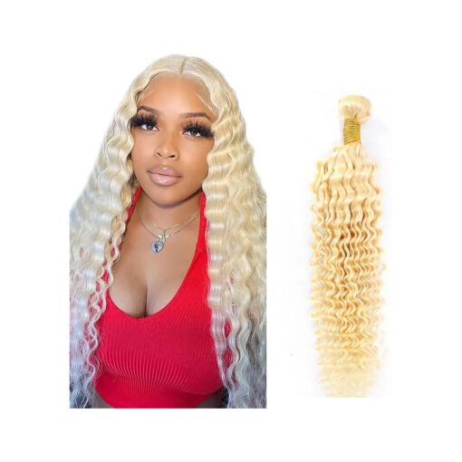 613 Deep Wave Blonde Human Hair 1 Bundles24Inch 100 % Brazilian Hair Bundle 8A Honey Blonde Virgin Bundles Human Hair Extensions Weave 613Color 95-100g