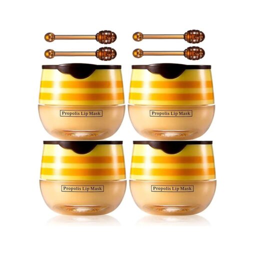 4 Pcs Honey Pot Lip Balm, Lip Moisturizer Exfoliating Hydrating Honeypot Lip Mask .