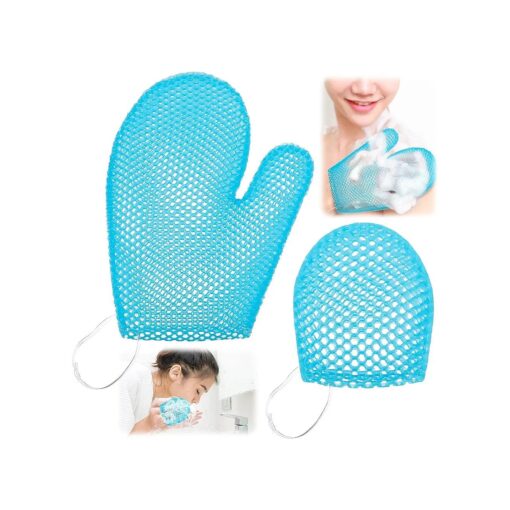 Karenhi Honeycomb Exfoliating Scrubber Set, Honeycomb Face and Body Scrubber Include Spa Bath Mitt Honeycomb Exfoliating Glove for Body Shower, Face Exfoliator Scrubber Sponge, Quick Drying ( Blue )