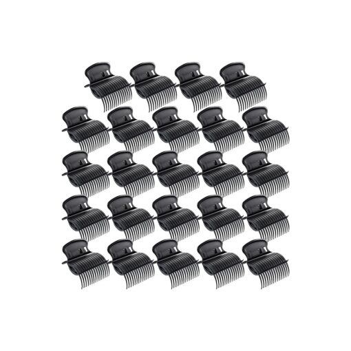 24 Pieces Hot Roller Clips Hair Curler Claw Clips Replacement Roller Clips for Women Girls Hair Section Styling ( Black )