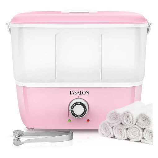 TASALON Hot Towel Steamer for Facials, Hot Towel Warmer Quickly Heats Up in 5 Minutes, Portable Towel Machine Fits 16 Mini Towels, Salon Equipment Towel Warmer for Facials, Spa, Massage, Pink