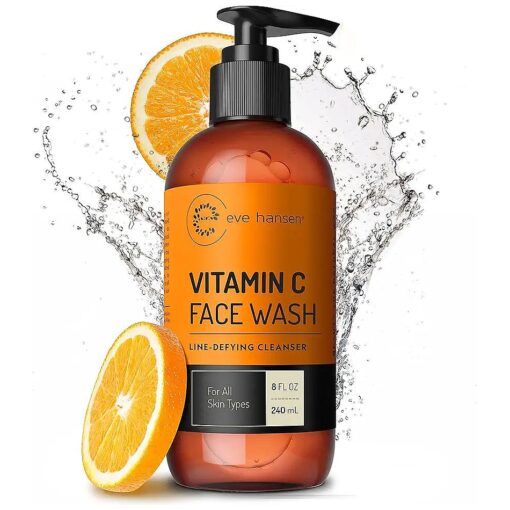 Vitamin C Cleanser Face Wash | HUGE 8 oz Anti Aging Facial for Dark Circles, Age Spots and Fine Lines | Natural Gel with Aloe Vera, Vitamin E & Rosehip