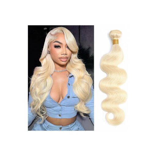 613 Bundles Blonde Bundles Human Hair 20 Inch 613 Body Wave Bundles 613 Human Hair 1 Bundle 12A Grade 100 % Russian Blonde Virgin Human Hair Weave Extensions for Women ( Single Bundle Human Hair )