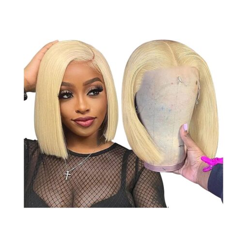 Dorosy Hair Blonde Bob Wig Human Hair 613 Lace Front Wig Human Hair 13X4 Transparent Lace Front Bob Wig Human Hair Wigs for Women Short Bob Wig Pre Plucked with Baby Hair ( 8 inch )