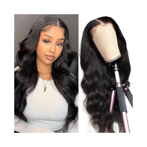 MIRTHFUL Body Wave Lace Front Wigs Human Hair Pre Plucked 4x4 Lace Closure Wigs Human Hair for Black Women 180 % Density Brazilian Glueless Wigs Human Hair 18 Inch