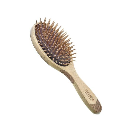 Giorgio Eco Friendly Wooden Bristle Hairbrush - Large Detangling Brush and Hair Growth Brush for Thick or Long Hair - Oval Paddle Hair Brush Made with Anti Static Beechwood, Silicone Massage Cushion