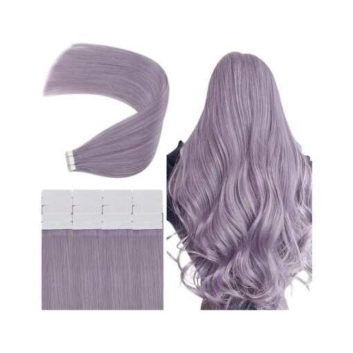 Lightpurple Hair Extensions Tape Lightpurple Tape in Real Human Hair Colorful Tape ins Human Hair Extensions Lavender Invisible Tape in Hair Extensions Lightpurple Extensions 24In 25G 10Pcs