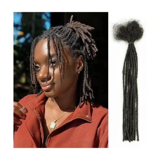 0.2cm Width 8 Inch 10 Strands 100 % Human Hair Loc Extensions Full Handmade Real Dreadlock Extensions Human Hair For Women Men Kids Permanent Human Hair Can Be Dyed Bleached Curled Including Free Tools