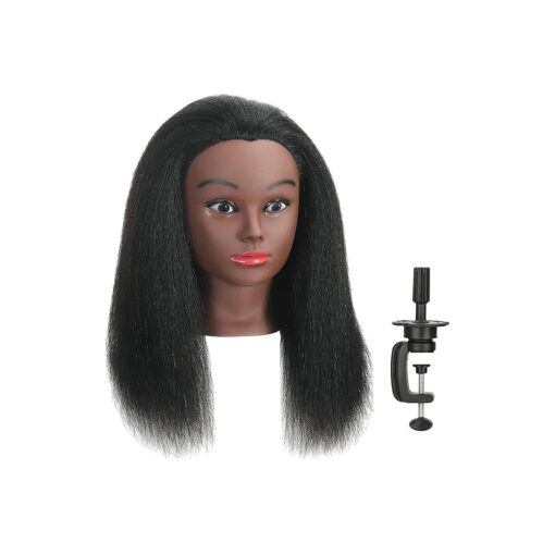 WikNifo Real 100 % Human Hair Mannequin Head with Stand for Hairdresser Practice Manikin Cosmetology Doll Training Head Braiding Styling