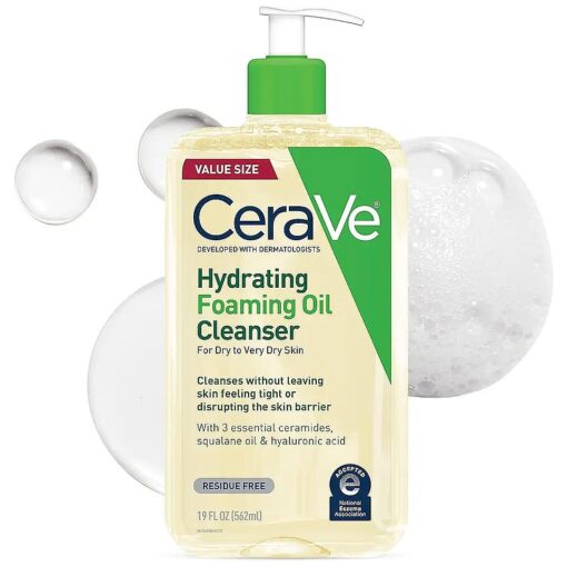 CeraVe Hydrating Foaming Oil Cleanser Wash with Squalane Oil, Triglyceride, Hyaluronic Acid and Ceramides | For Dry to Very Dry Skin | 19 Oz