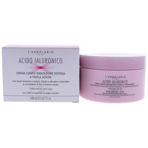 Hyaluronic Acid Triple Action Moisturising Body Cream - Nourishing And Compacting Treatment - Helps Restore Moisture And Elasticity To Skin Tissue - Prevents Loss Of Humidity - 6.7 Oz