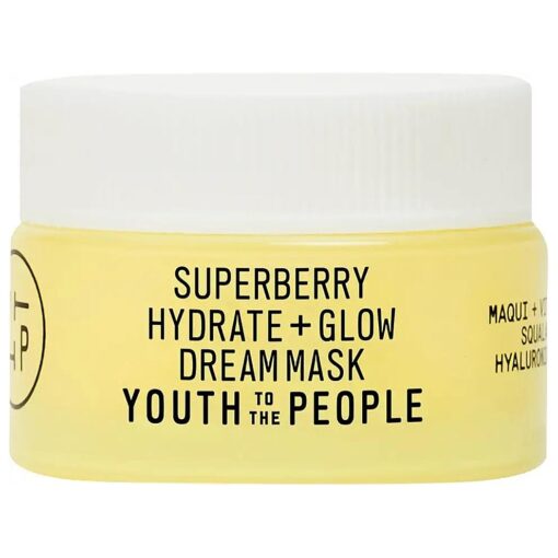 Youth To The People Superberry Glow Dream Mask - Brightening Overnight Face Mask + Hyaluronic Acid Night Moisturizer with Vitamin C & Squalane Oil for Even Skin Tone - Clean, Vegan Skincare