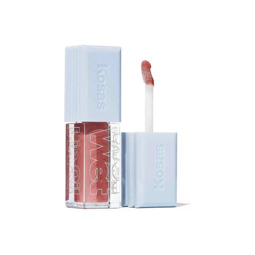 Kosas Wet Lip Oil Gloss - Hydrating Lip Plumping Treatment with Hyaluronic Acid & Peptides, Non-Sticky Finish ( Unbuttoned )