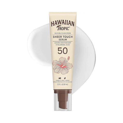 Hawaiian Tropic Sheer Touch Body Serum SPF 50, 3.3 oz | Hyaluronic Acid Serum, Sunscreen Serum, Hydrating Serum, Travel Size Sunscreen, SPF 50, 3.3 oz