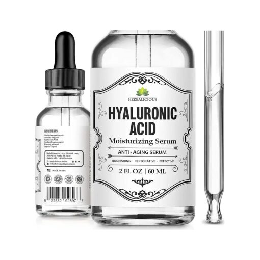 Hyaluronic Acid Serum - Hyaluronic Acid Serum for Face - Paraben-Free Pure Hyaluronic Acid - Moisture Boost Hydrating Serum - Anti-Aging Serum for Fine Lines, Wrinkles - 2oz