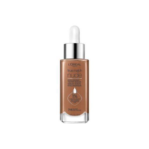 L'Oreal Paris True Match Nude Hyaluronic Tinted Serum Foundation with 1 % Hyaluronic acid, Tan-Deep 7-8, 1 fl, oz .