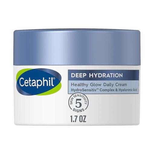 Cetaphil Deep Hydration Fragrance Free Healthy Glow Daily Face Cream, 1.7 oz, 48Hr Dry Skin Face Moisturizer for Sensitive Skin, With Hyaluronic Acid, Vitamin E & B5, Dermatologist Recommended