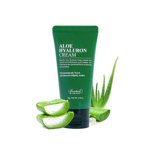 BENTON Aloe Hyaluron Cream 50g ( 1.76 oz, ) - Aloe Leaf Water & Hyaluronic Acid Contained Soothing and Moisturizing Facial Cream, for Dryness and Itchy Senstivie Skin